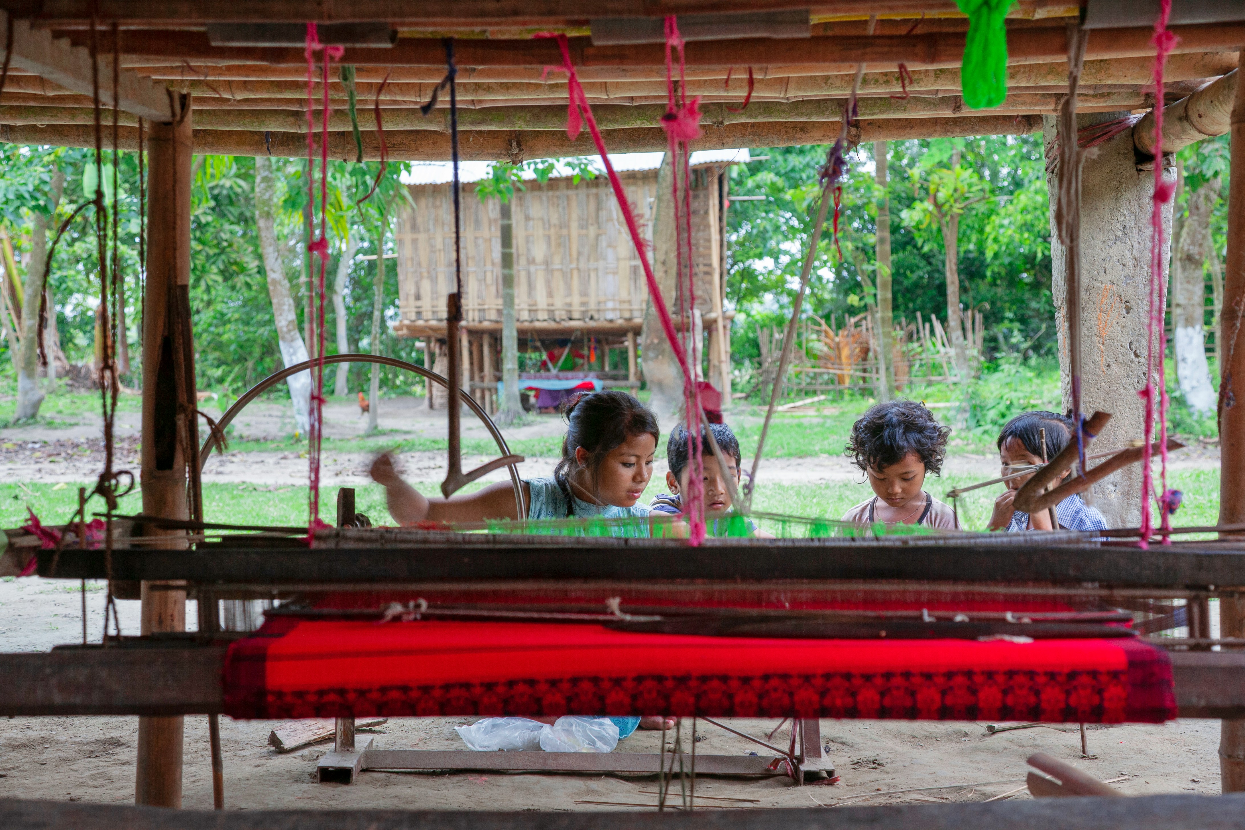 Children in a village in Majuli